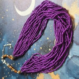 Purple Seed Beaded Necklace